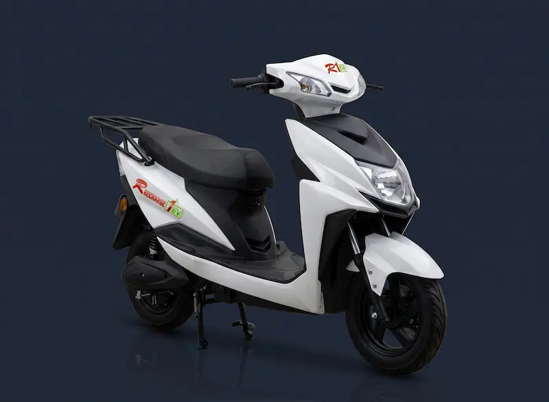 White and Blue Electric Scooter Model A
