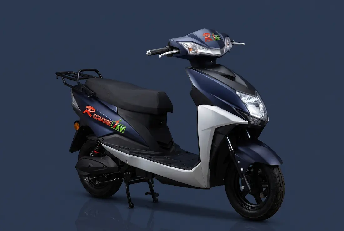 White and Blue Electric Scooter Model B